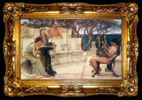 framed  Sir Lawrence Alma-Tadema,OM.RA,RWS Sappho and Alcaeus, ta009-2